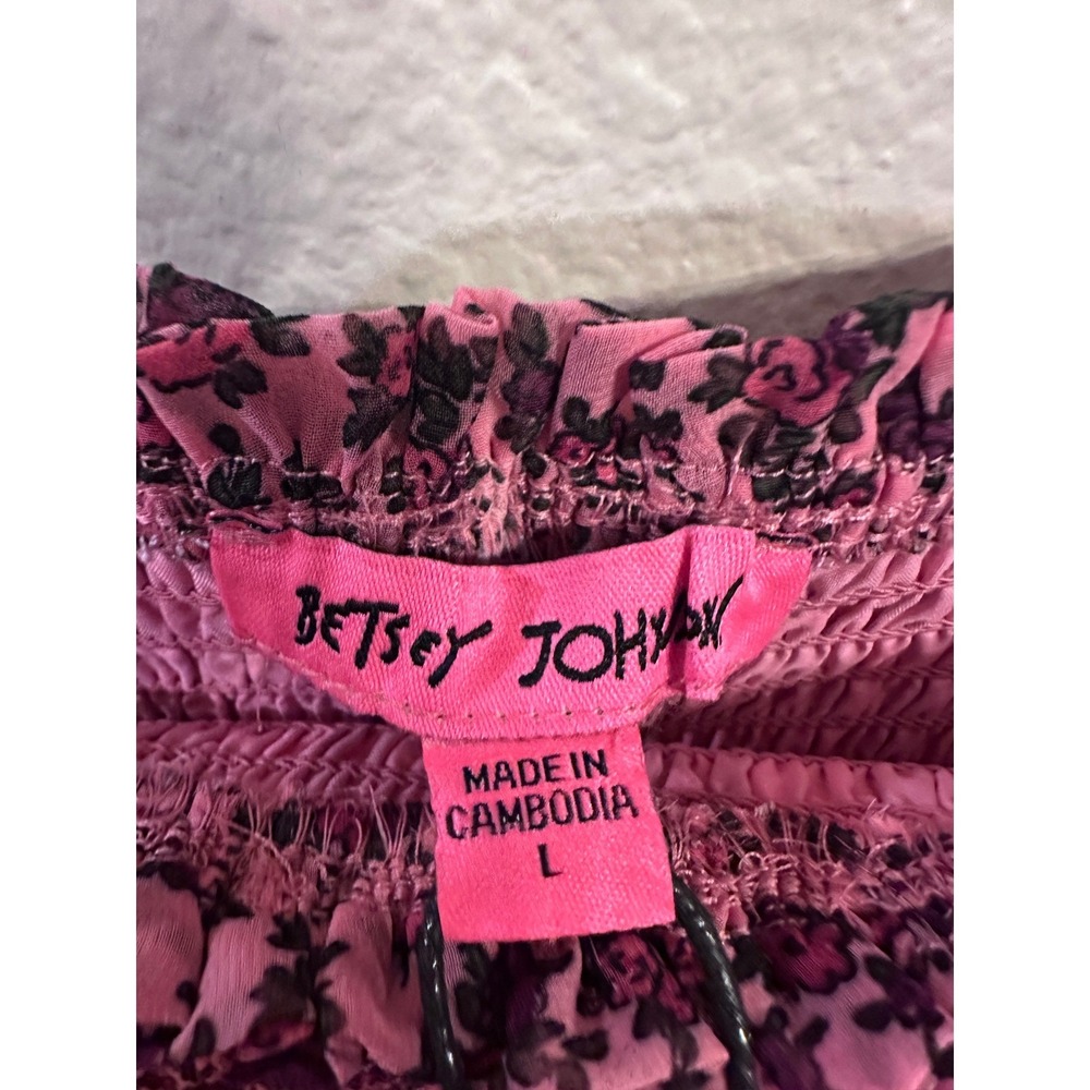 Betsey Johnson Pink Floral Cold Shoulder Mini Dress L - Picture 3 of 5
